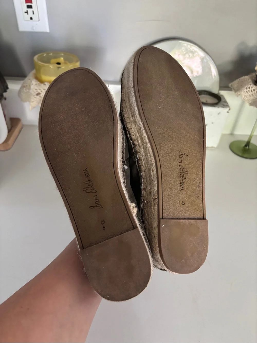 Sam Edelman Olive Suede Espadrille Platform Slip-Ons